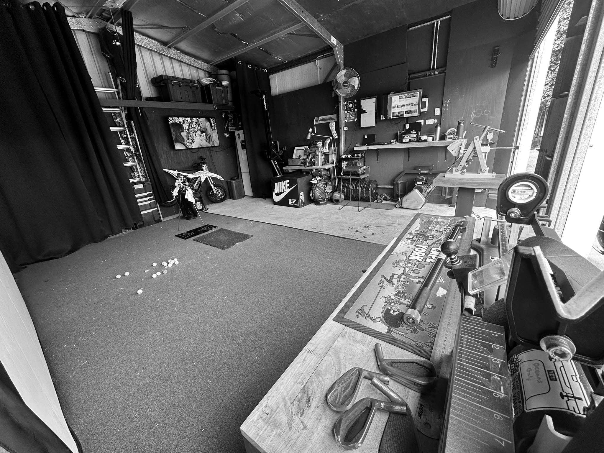 Wide view across the Oceans Golf workshop